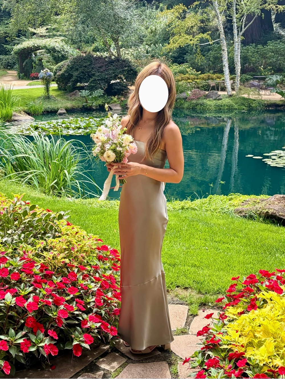 Revelry Leo Satin Dress in Silver Sage 711